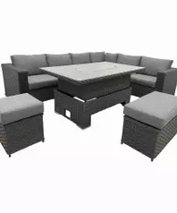 Blaze Grey Rattan Corner Sofa Dining Table Height